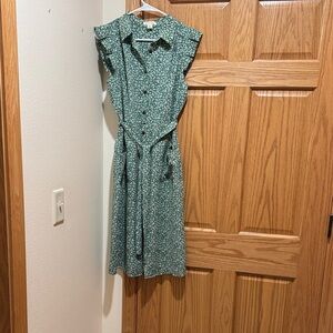 Elegant Green Floral Midi Dress